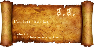 Ballai Berta névjegykártya